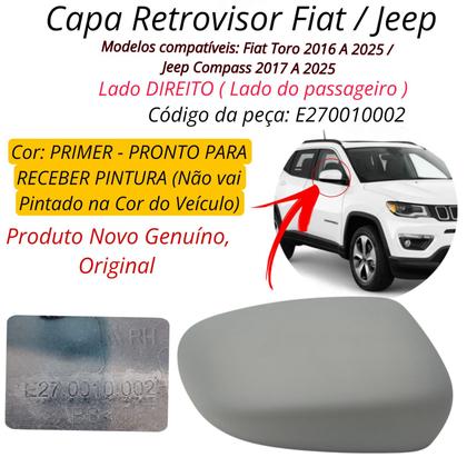Imagem de Capa Retrovisor Fiat Toro 2016 A 2025 Jeep Compass 2017 A 2025 Lado Direito Primer