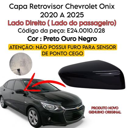 Imagem de Capa Retrovisor Onix 2020 2021 2022 2023 2024 2025 Preto Lado Direito S/ Furo Sensor Original