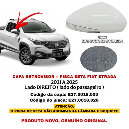 Imagem de Capa Retrovisor Pisca Seta Fiat Strada 2021 2022 2023 2024 2025 Lado Direito Branco Banchisa Original