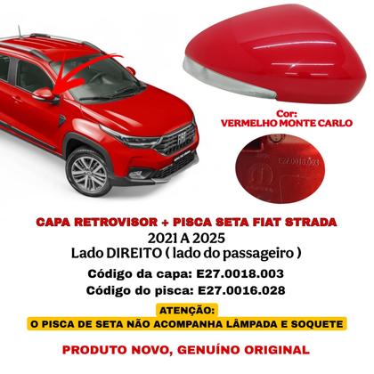 Imagem de Capa Retrovisor Pisca Seta Fiat Strada 2021 2022 2023 2024 2025 Lado Direito Vermelho Monte Carlo Original