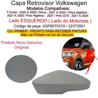 Imagem de Capa Retrovisor Primer Volkswagen Polo Highline 2021 Lado Esquerdo Primer Original