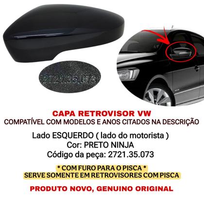 Imagem de Capa Retrovisor Saveiro 2013 2014 2015 2016 2017 2018 2019 2020 2021 2022 2023 Esquerdo Original Preto Ninja
