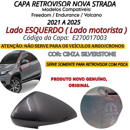 Imagem de Capa Retrovisor Strada Freedom 2021 2022 2023 2024 2025 Lado Esquerdo Cinza Silverstone Com Furo