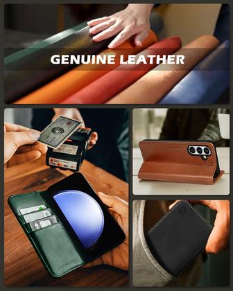 Imagem de Capa SHIELDON de Couro Genuíno para Galaxy S24+ Plus 5G - Preta