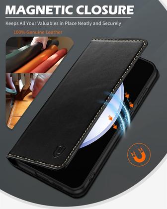 Imagem de Capa SHIELDON de Couro Genuíno para Galaxy S24+ Plus 5G - Preta