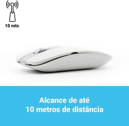 Imagem de Capa Silicone Inclusa: Kit Teclado E Mouse Sem Fio Wireless 2.4GHz 1000DPI Com Capa Silicone