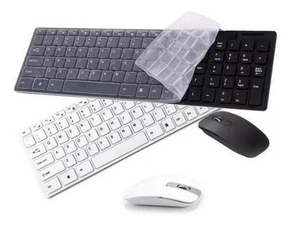 Imagem de Capa Silicone Inclusa: Kit Teclado E Mouse Sem Fio Wireless 2.4GHz 1000DPI Com Capa Silicone