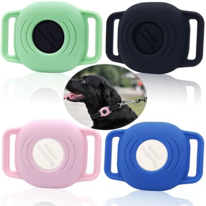 Imagem de Capa silicone p/ SmartTag Galaxy - suporte seguro p/ rastreador em coleiras cães e gatos. (Azul)