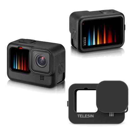 Imagem de Capa Silicone Preto + Cordão GoPro 9/10/11/12/13 Black - Telesin