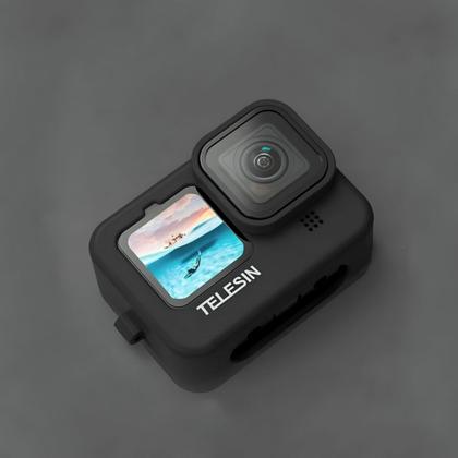 Imagem de Capa Silicone Preto + Cordão GoPro 9/10/11/12/13 Black - Telesin