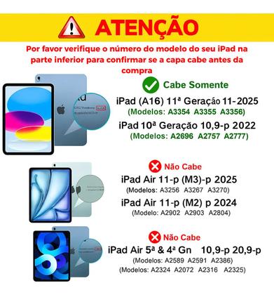 Imagem de Capa Smart Para iPad 11 A16 + Caneta Stylus + Película