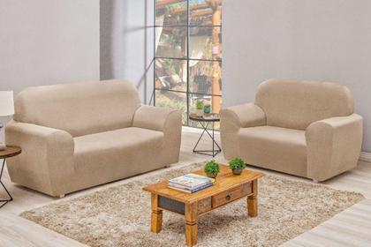 Imagem de CAPA SOFA  3/2 LUGARES LISA Acompanha Tarugo para melhor fixacão da capa