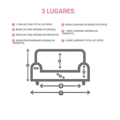 Imagem de Capa Sofá Elasticada Avulsa 3 Lugares 21 Elásticos Bege