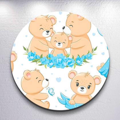 Imagem de Capa Sublimada p/ Painel Redondo Tema Ursinhos Diversificados Tamanhos Mini Grande Festa Infantil De