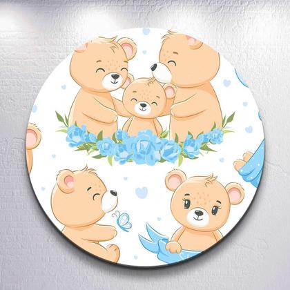 Imagem de Capa Sublimada p/ Painel Redondo Tema Ursinhos Diversificados Tamanhos Mini Grande Festa Infantil De