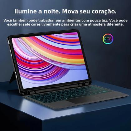 Imagem de Capa Teclado AJIUYU Magic Smart Cover Para Redmi Pad pro 12.1 Polegadas Com TouchPad E