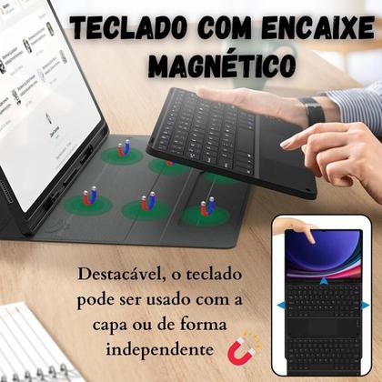 Imagem de Capa Teclado Caneta p/ Galaxy Tab S9 Fe Plus X616 X610 - Preto