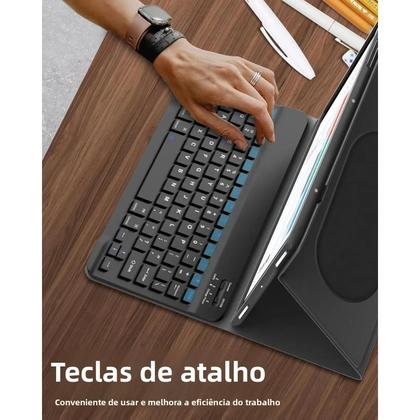 Imagem de Capa Teclado Destacável Sem Fio Bluetooth Retroiluminada Com Mouse Para Xiaomi Redmi Pad SE 2024 De