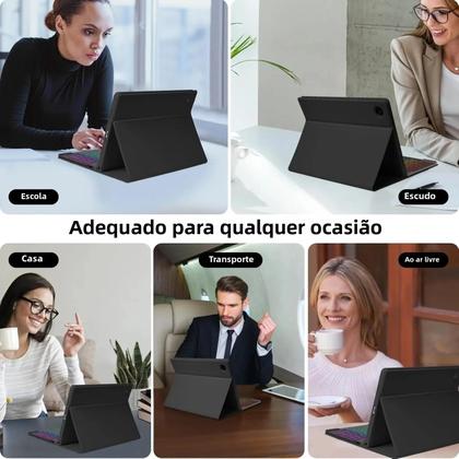 Imagem de Capa Teclado Destacável Sem Fio Bluetooth Retroiluminada Com Mouse Para Xiaomi Redmi Pad SE 2024 De