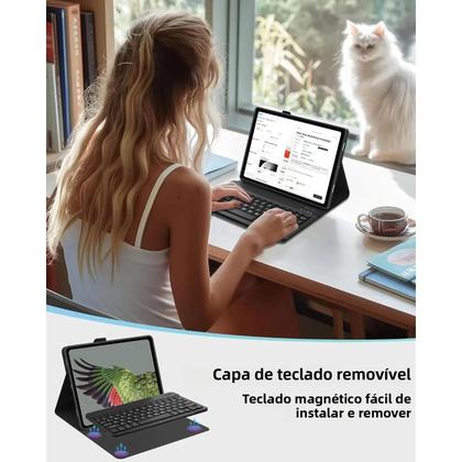 Imagem de Capa Teclado Destacável Sem Fio Bluetooth Retroiluminada Com Mouse Para Xiaomi Redmi Pad SE 2024 De