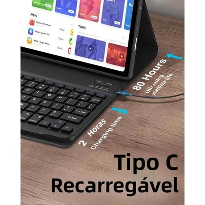 Imagem de Capa Teclado Destacável Sem Fio Bluetooth Retroiluminada Com Mouse Para Xiaomi Redmi Pad SE 2024 De