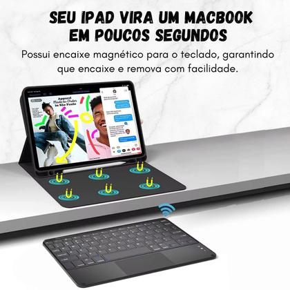 Imagem de Capa Teclado Magnético Para Samsung S10+ 12.4 Polegadas X820