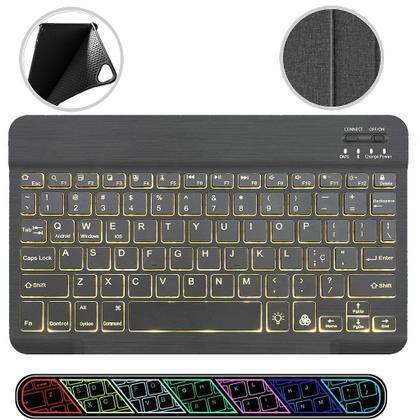 Imagem de Capa Teclado Retroiluminado Mouse Bluetooth iPad 7ª 10.2 Pel