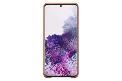 Imagem de Capa Traseira em Couro para Samsung Galaxy S20+ Plus - Marrom