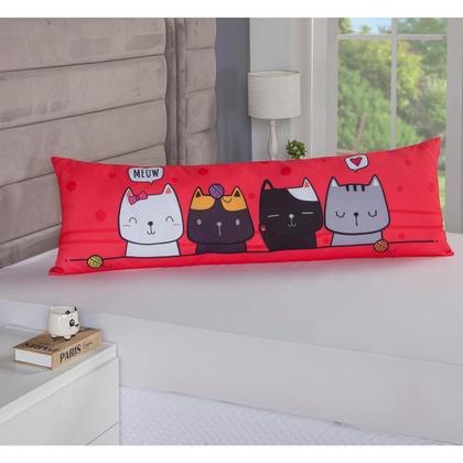 Imagem de Capa Travesseiro Corpo Gigante 1,45X0,45 Fronha Xuxão Gato