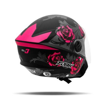 Imagem de Capacete Aberto Feminino Pro Tork New Three Flowers Fosco