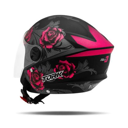 Imagem de Capacete Aberto Feminino Pro Tork New Three Flowers Fosco