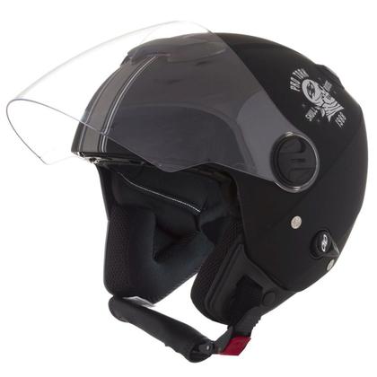 Imagem de Capacete Aberto Masculino Vintage Pro Tork New Atomic Skull Riders Fosco + Lenço Skull