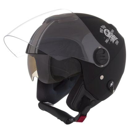 Imagem de Capacete Aberto Masculino Vintage Pro Tork New Atomic Skull Riders Fosco + Lenço Skull