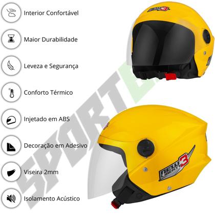 Imagem de Capacete Aberto New Liberty 3 Three Moto Masculino Feminino Pro Tork Conforto Proteção Segurança Resistência