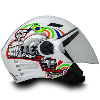 Imagem de Capacete Aberto P Moto Turbo Branco Tam 58 Viseira Cromada