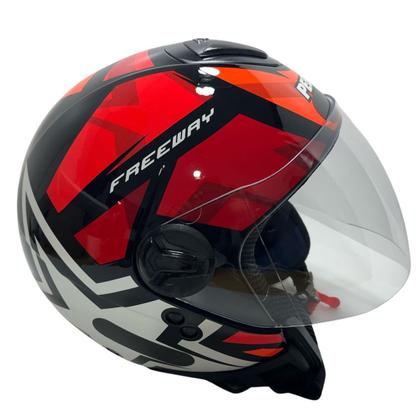 Imagem de Capacete Aberto Peels Freeway 1st Preto e Vermelho Brilhante