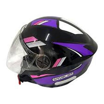 Imagem de Capacete Aberto Spark Jet Sting EBF Moto Motoboy Motoqueiro Cor Preto, Lilás e Rosa