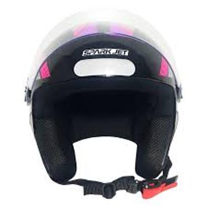 Imagem de Capacete Aberto Spark Jet Sting EBF Moto Motoboy Motoqueiro Cor Preto, Lilás e Rosa