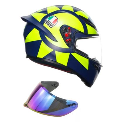 Imagem de Capacete AGV K1S Soleluna 18 Azul e Amarelo Fosco Mais Viseira Camaleão