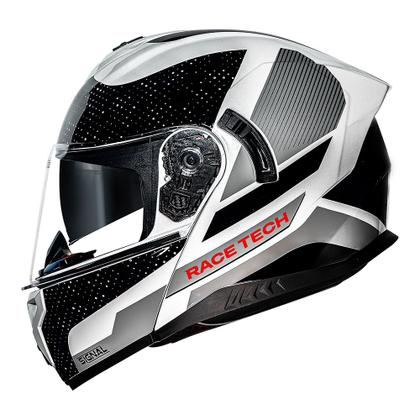 Imagem de Capacete Articulado Race Tech Signal Gear Preto Branco Brilho