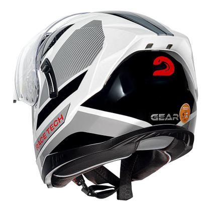 Imagem de Capacete Articulado Race Tech Signal Gear Preto Branco Brilho