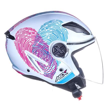 Imagem de Capacete Asx City Air Passion Brilho Branco Rosa Azul 