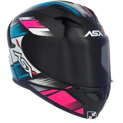 Imagem de Capacete ASX City Start Brilhante  Preto/Turquesa/Rosa Tamanho 58/M