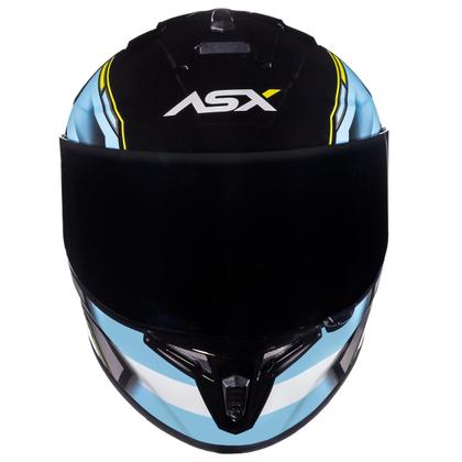 Imagem de Capacete ASX Draken Pilot Brilho Preto Azu Amarelo Moto Scooter Masculino Feminino Fechado Viseira Cristal Não Acompanha Viseira Fumê