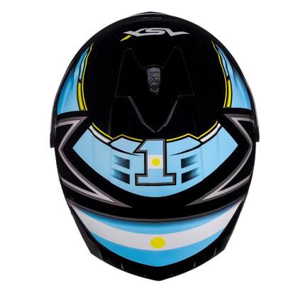 Imagem de Capacete ASX Draken Pilot Brilho Preto Azu Amarelo Moto Scooter Masculino Feminino Fechado Viseira Cristal Não Acompanha Viseira Fumê