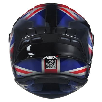 Imagem de Capacete ASX Draken UK Preto Azul e Vermelho Mais Viseira Camaleão Tamanho:62