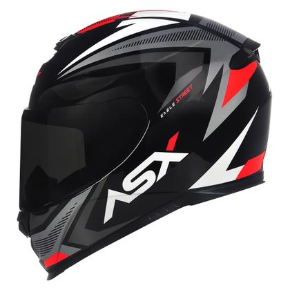 Imagem de Capacete ASX Eagle Street Preto Grafite e Branco Mais Viseira Camaleão
