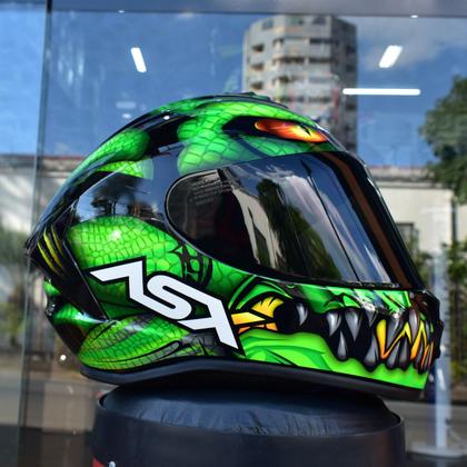 Capacete Asx Raptor Cobra Verde Masculino Feminino + Viseira