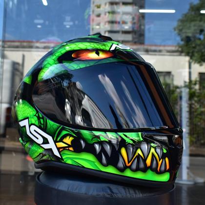 Capacete Asx Raptor Cobra Verde Masculino Feminino + Viseira