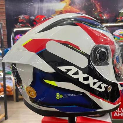 Imagem de Capacete Axxis Hummer B Nighthawk E5 Branco Vermelho Azul